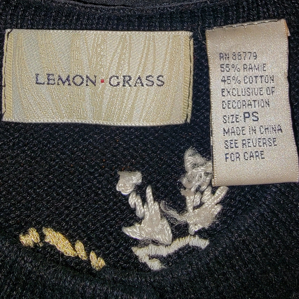 Vintage Lemon Grass "Rudolph" reindeer Cardigan Small Black Detach Scarf - Picture 8 of 16